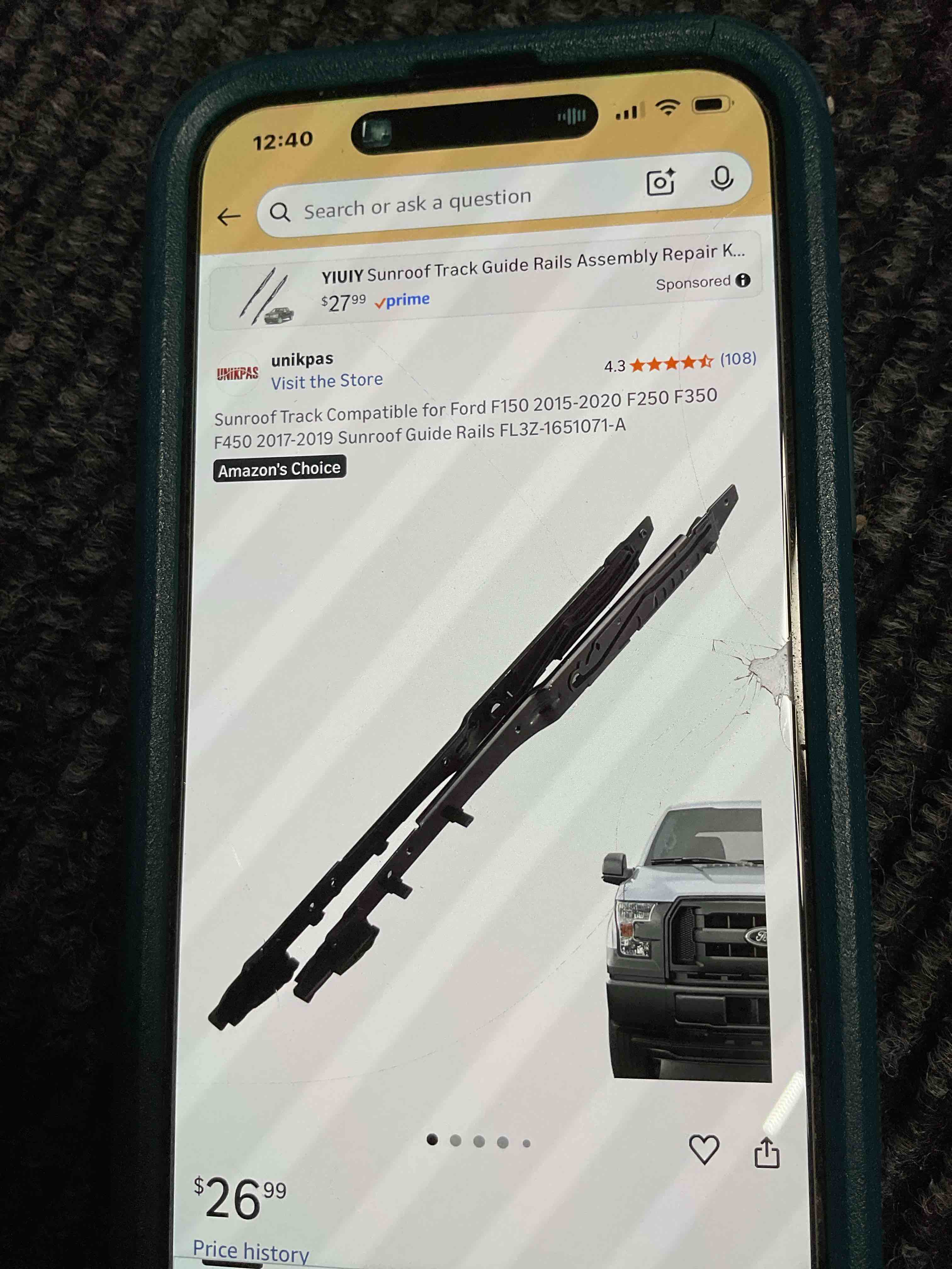 Sunroof Track Compatible for Ford F150 2015-2020 F250 F350 F450 2017-2019 Sunroof Guide Rails FL3Z-1651071-A