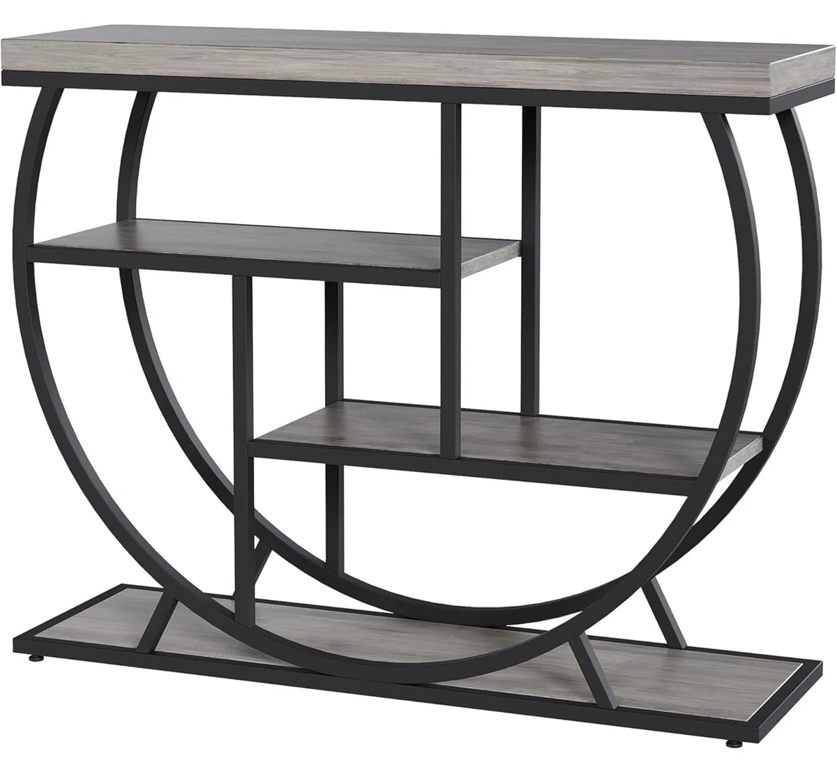 Industrial 4-Tier Narrow Entryway Table with Storage Shelves for Living Room & Hallway