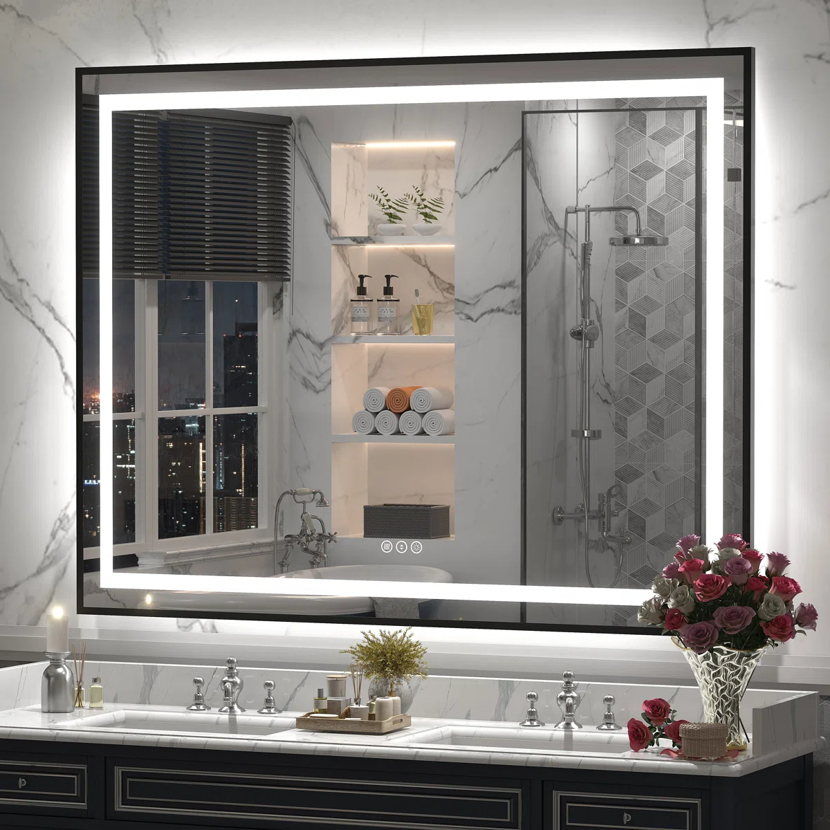 Wayfair Basics® UL Certified Front & Back LED Anti-Fog Tempered Glass Framed Bathroom/Vanity Mirror
