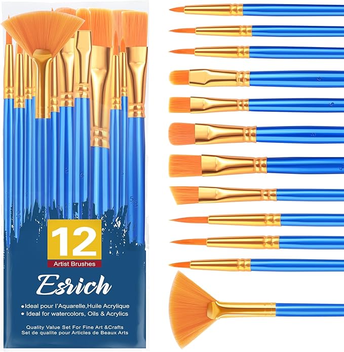 12 Pack Esrich Artist Brushes