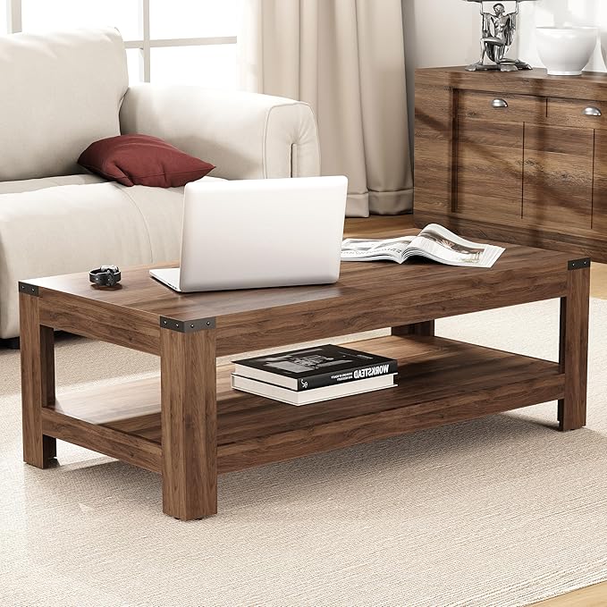 Damika Rectangular Coffee Table with 2-Tier Storage