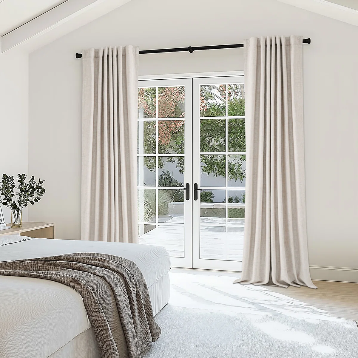 Cadnite 50" W Thermal 100% Blackout Linen Textured Curtain Panels