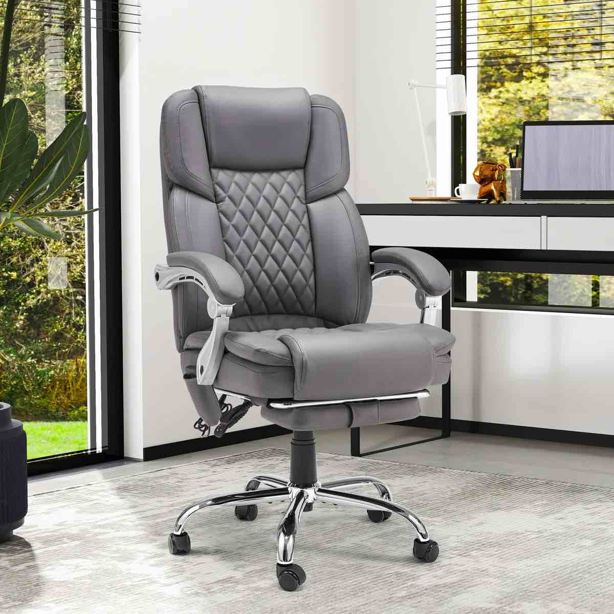 incomplete used.   Massage Office Chair, Heated Reclining Chair, Ergonomic Executive Chair with Footrest