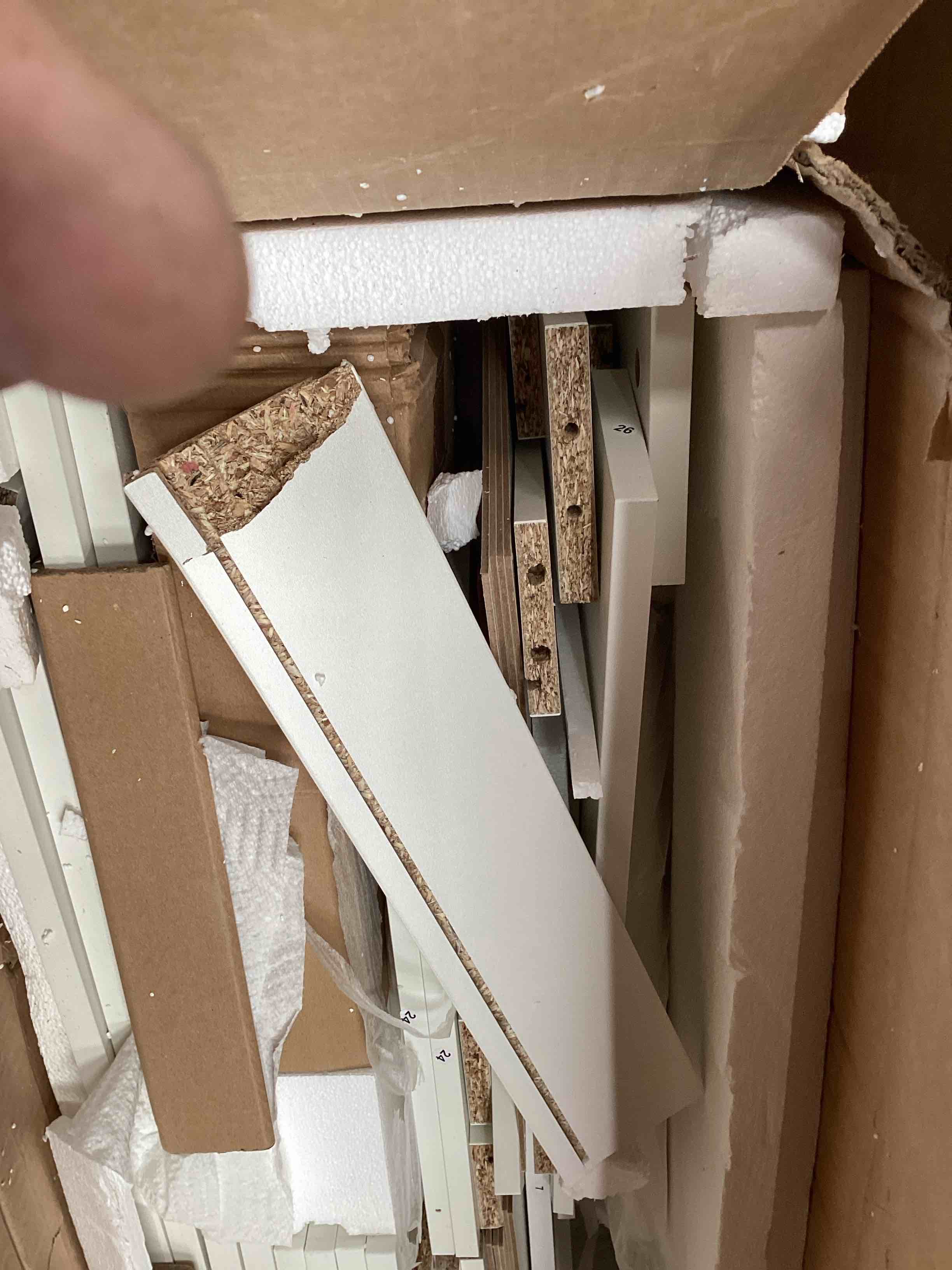 damaged  incomplete shelving